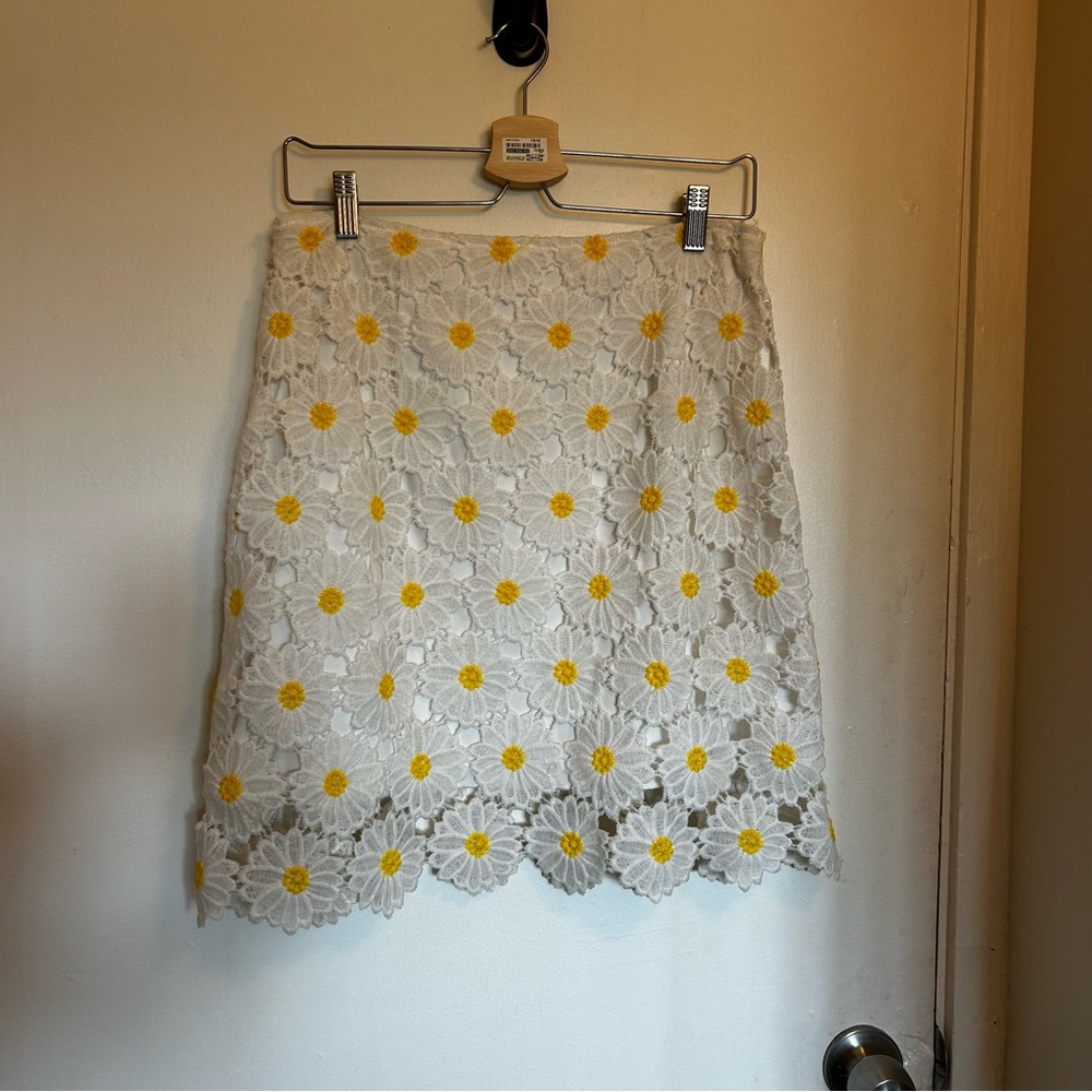 Miami White and Yellow Sunflower Mini Skirt